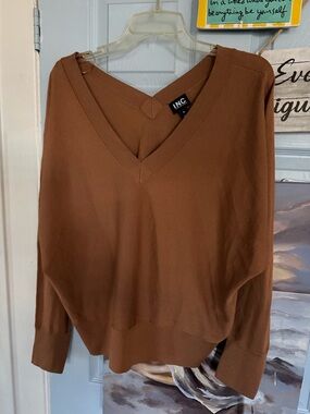 INC International Concepts V-Neck Sweater - Chestnut Brown